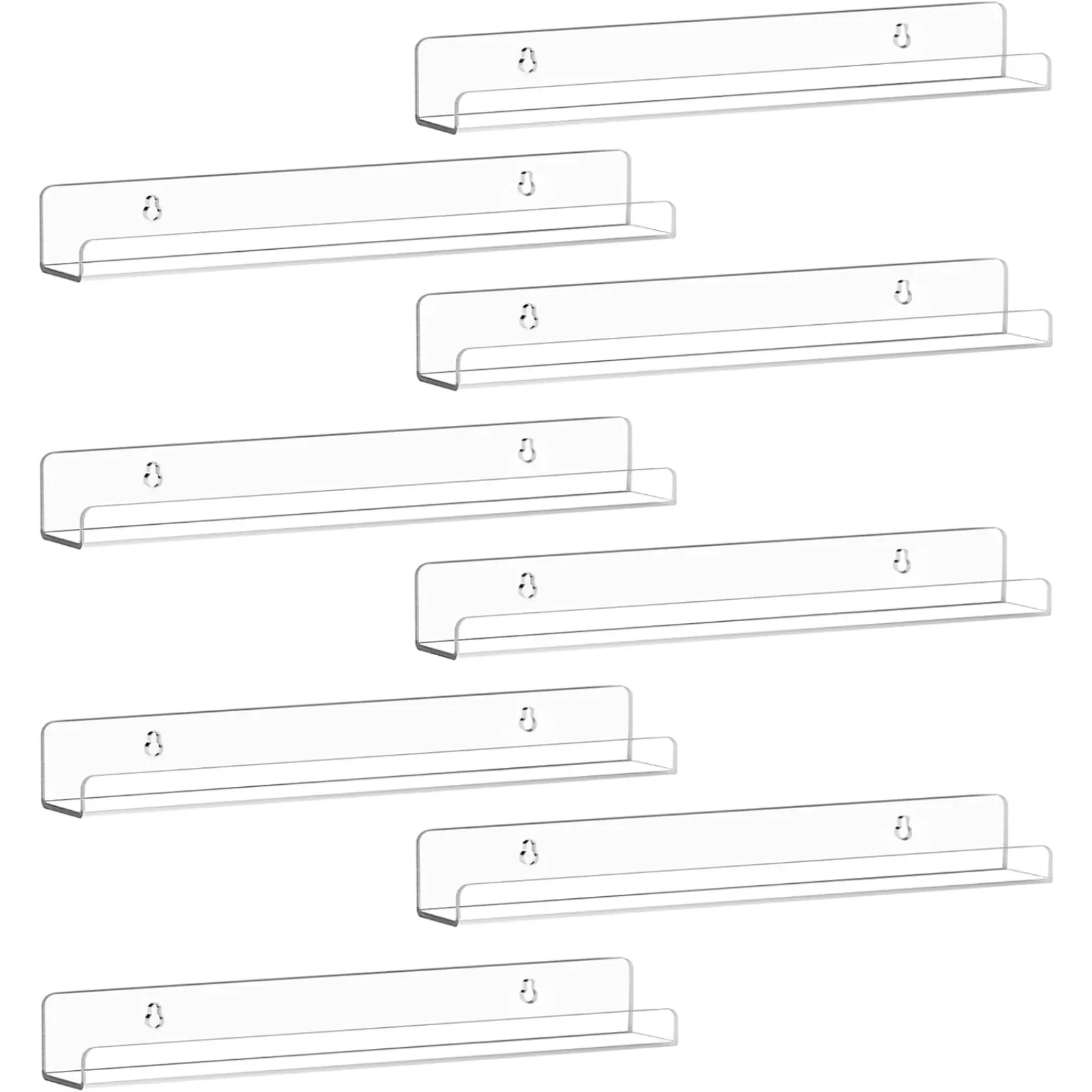 3/6 Pack 12 Inch Clear Acrylic Album Record Holder Display, Floating Shelves for Wall, Magazine Shelf, Kids Bookshelf