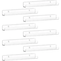 3/6 Pack 12 Inch Clear Acrylic Album Record Holder Display, Floating Shelves for Wall, Magazine Shelf, Kids Bookshelf 1