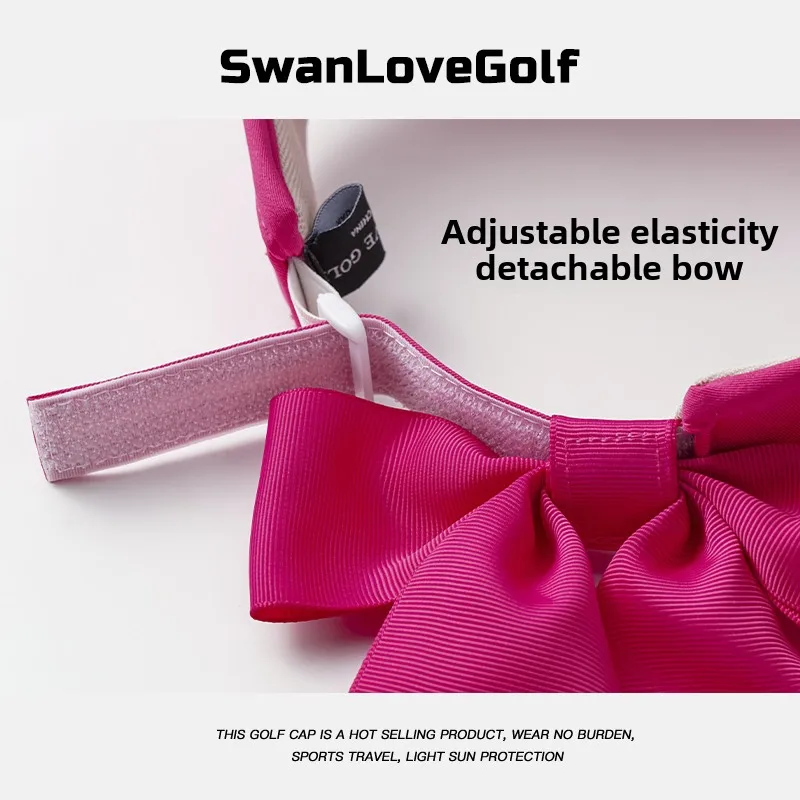 New SG Golf Hat for Women Solid Color Hollow Hat Sun Protection Bow Ribbon Elastic Adjustable Ball Cap for Women