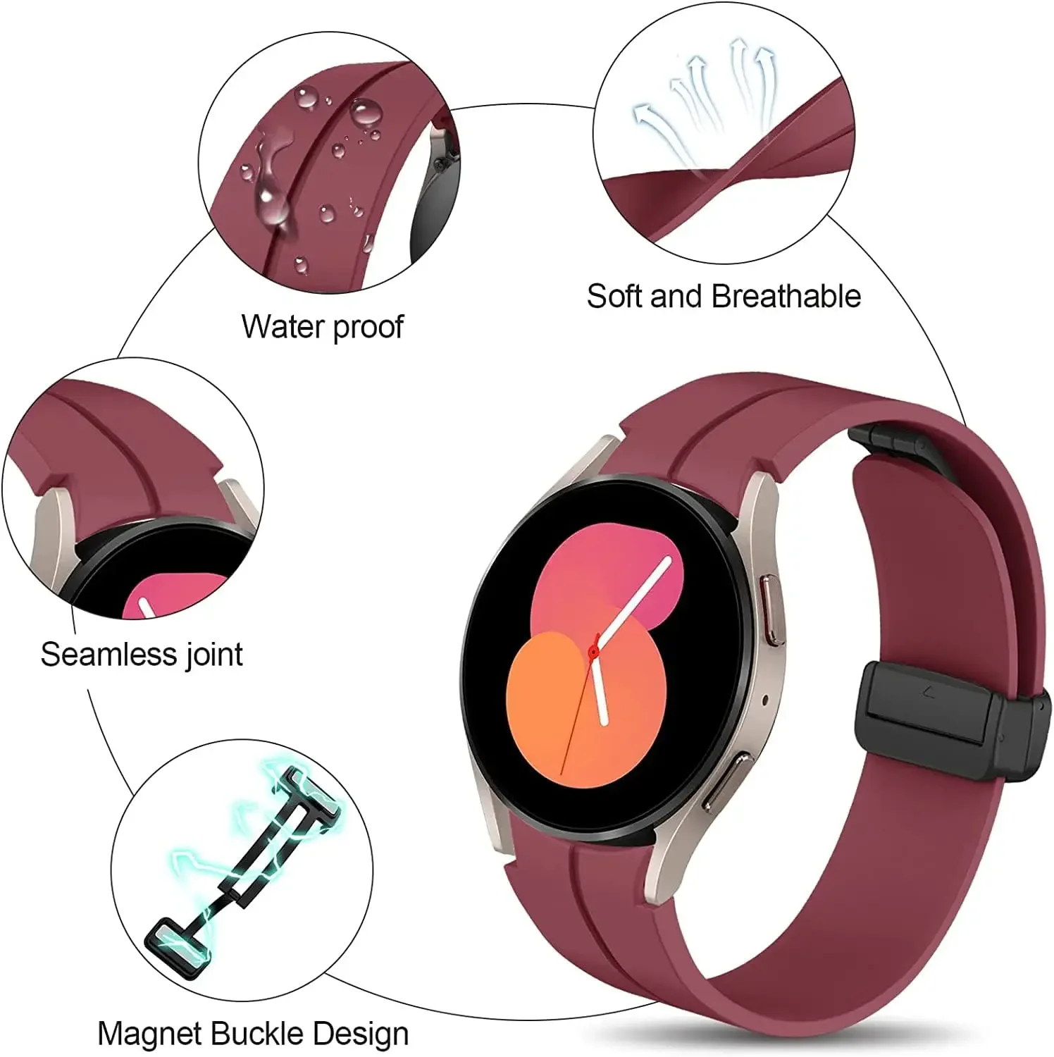 Magnetic Clasp Silicone Band Strap with Classic Design