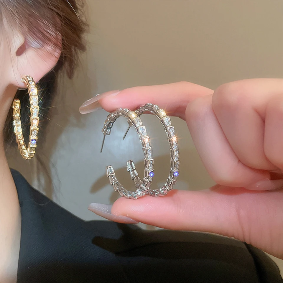 ZAKOL الفاخرة لامعة الزركون CC شكل كبير هوب أقراط...