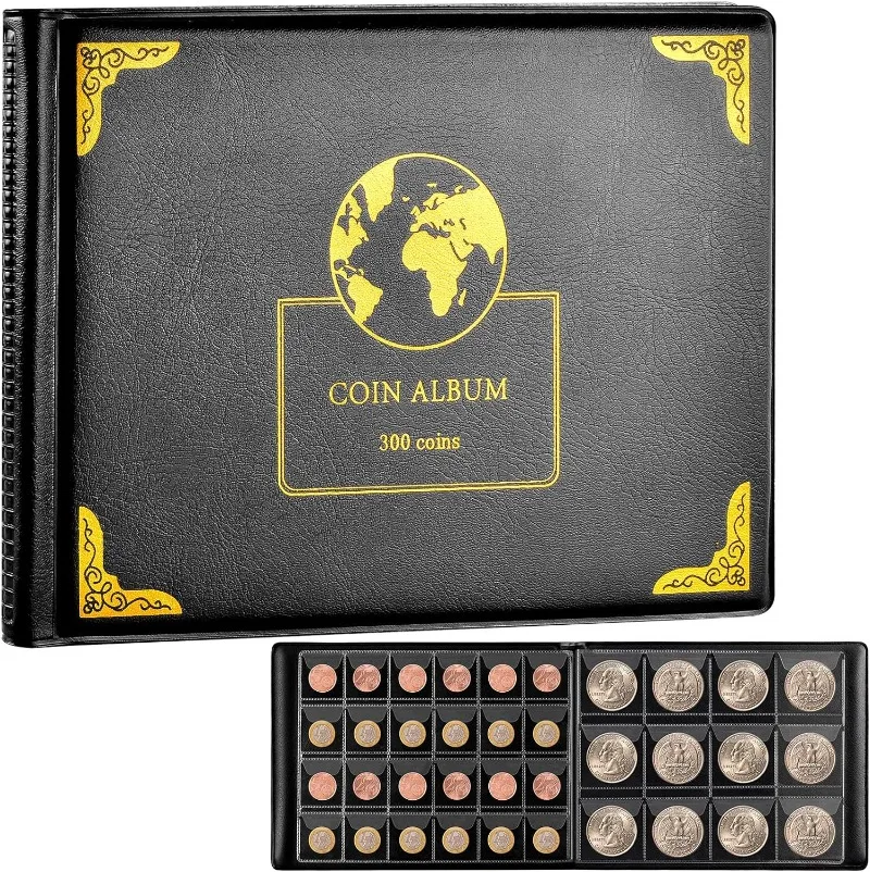 PVC Coin Collection Book with Stickers Storage for Coins