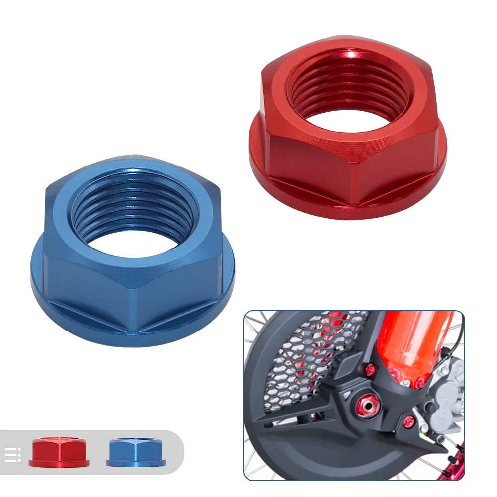 Cnc Alluminio Moto Blue Blu/Rosso Anteriore Più Forte Assale Ruota Dado Vite Bullone Per Honda Crf250R 250Rx 450X 1000L