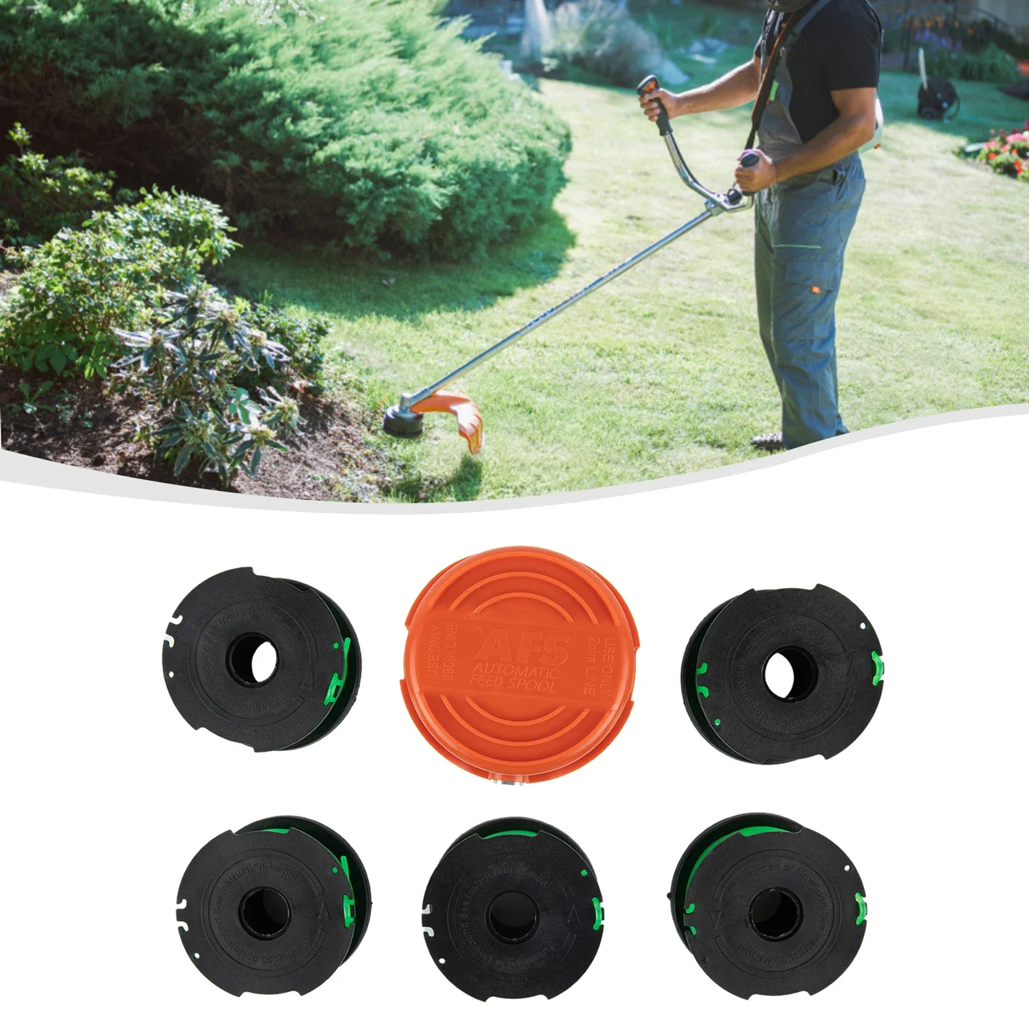 

6 Pack Trimmer Spool Line With 1 Cap Garden Power Tools Trimmer Replacement Accessories For A6482 GL7033 GL8033 GL9035