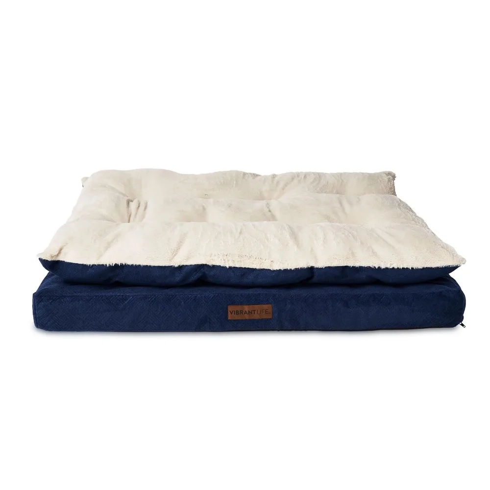 

Vibrant Life Extra Large Quilted Orthopedic Pillow Top Dog Bed, Navy