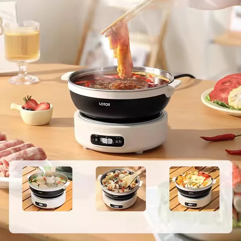 1.2L Folded Electric Cooking Pot Portable Multicooker 304 Stainless Steel 500W