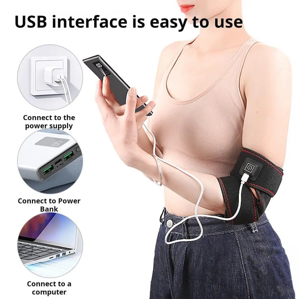 Rechargeable Elbow Heating Wrap Cordless Electric Elbow Heating Pad Tendonitis Relief 3 Heat Arm Wrap Arthritis Men