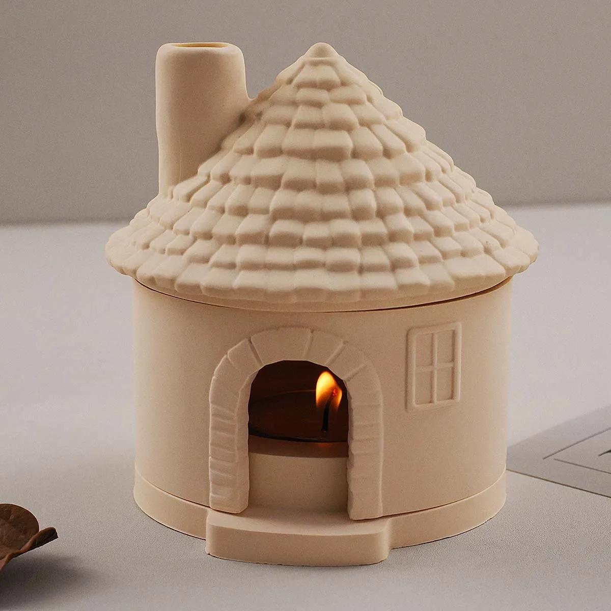 3D 하우스 아로마 스토브 몰드 DIY 굴뚝집 촛대 실리콘 몰드 석고 콘크리트 레진 향로 공예 제작 키트