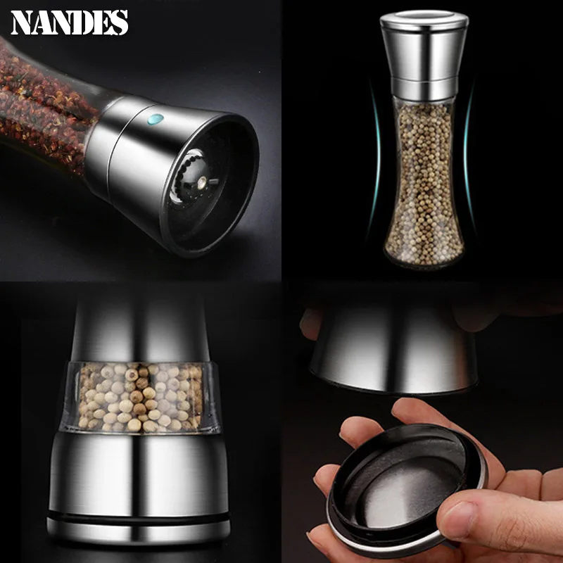 Salt Pepper Mill Stainless Steel Manual Adjustable Spice Grinding Containers salt and pepper grinder pepper grinder nut spice grinder herb spice grinder