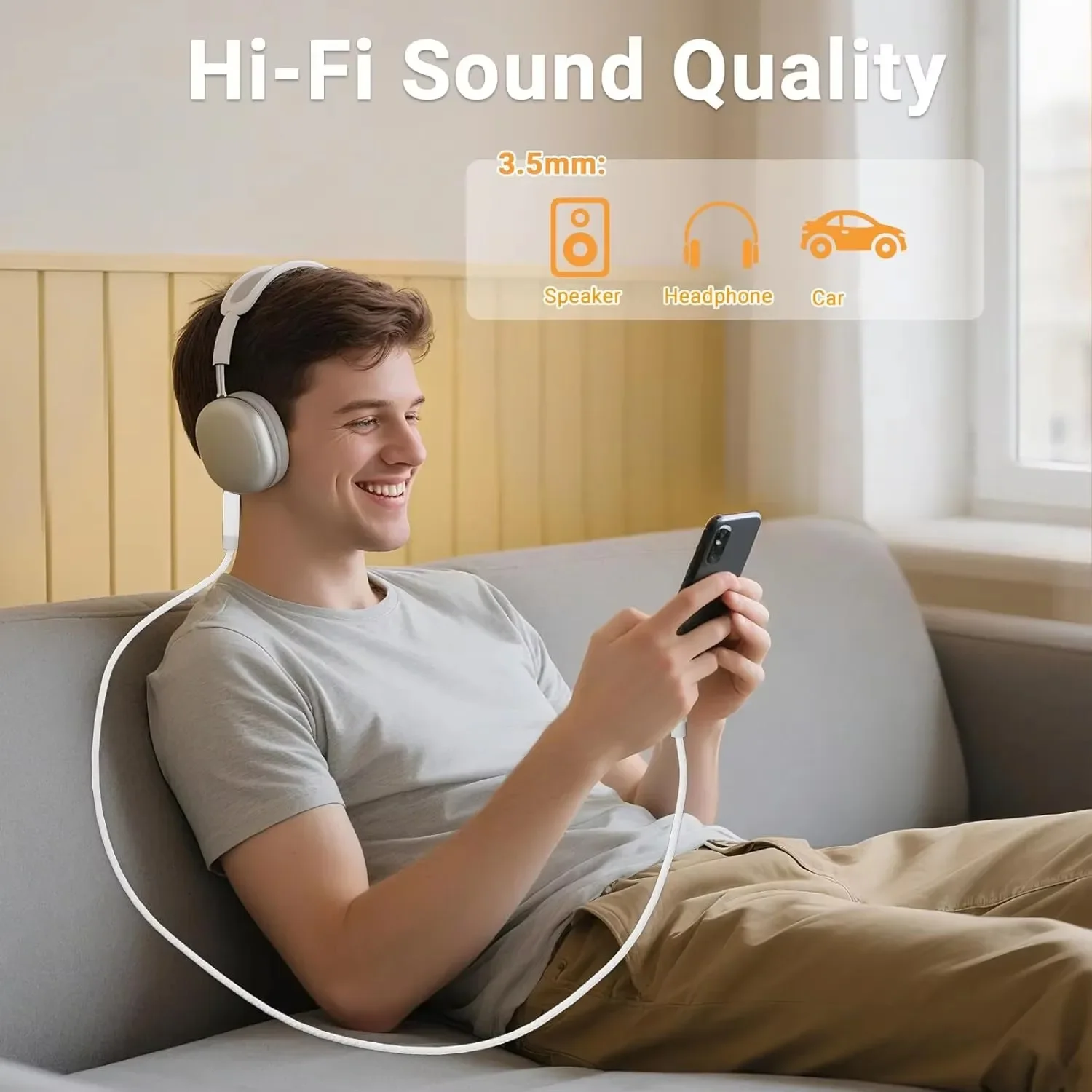 Premium USB-C to 3.5mm Male AUX Audio Cable - Nylon Braided Adapter for Car Speakers and Headphones