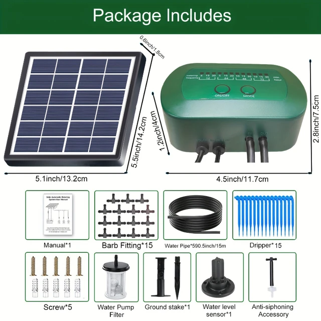 Système d'irrigation goutte-à-goutte automatique solaire, 2W, 12 modes d'irrigation, adapté aux balcons de jardin et aux plantes en pot 6