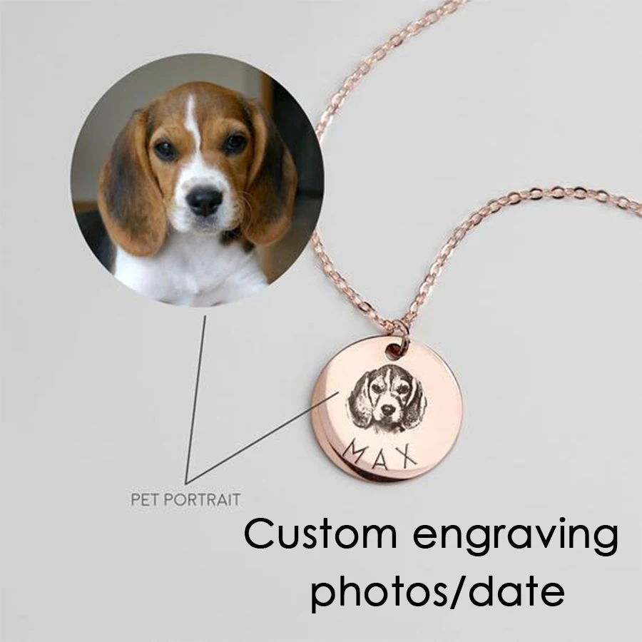 Weikui Custom Pet Memorial Necklace Tag Pet Carving Photo Name
