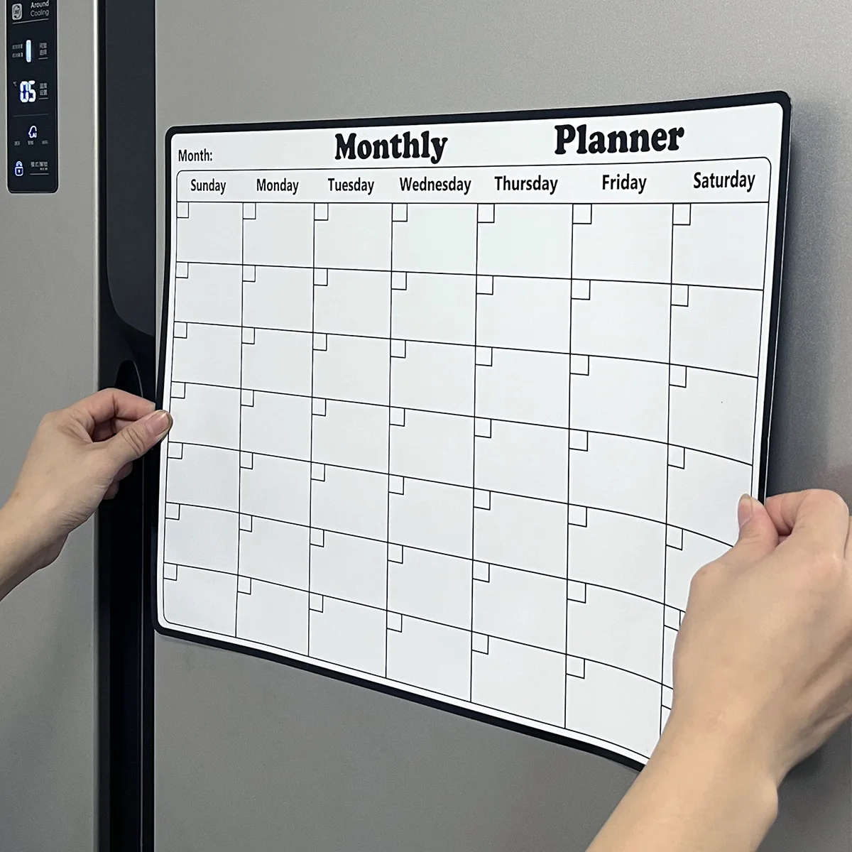 1pc Magnetic Dry Erase Calendar Message Board Multi-functional Monthly Refrigerator Planner Remarks Writing Board Home Supplies 2