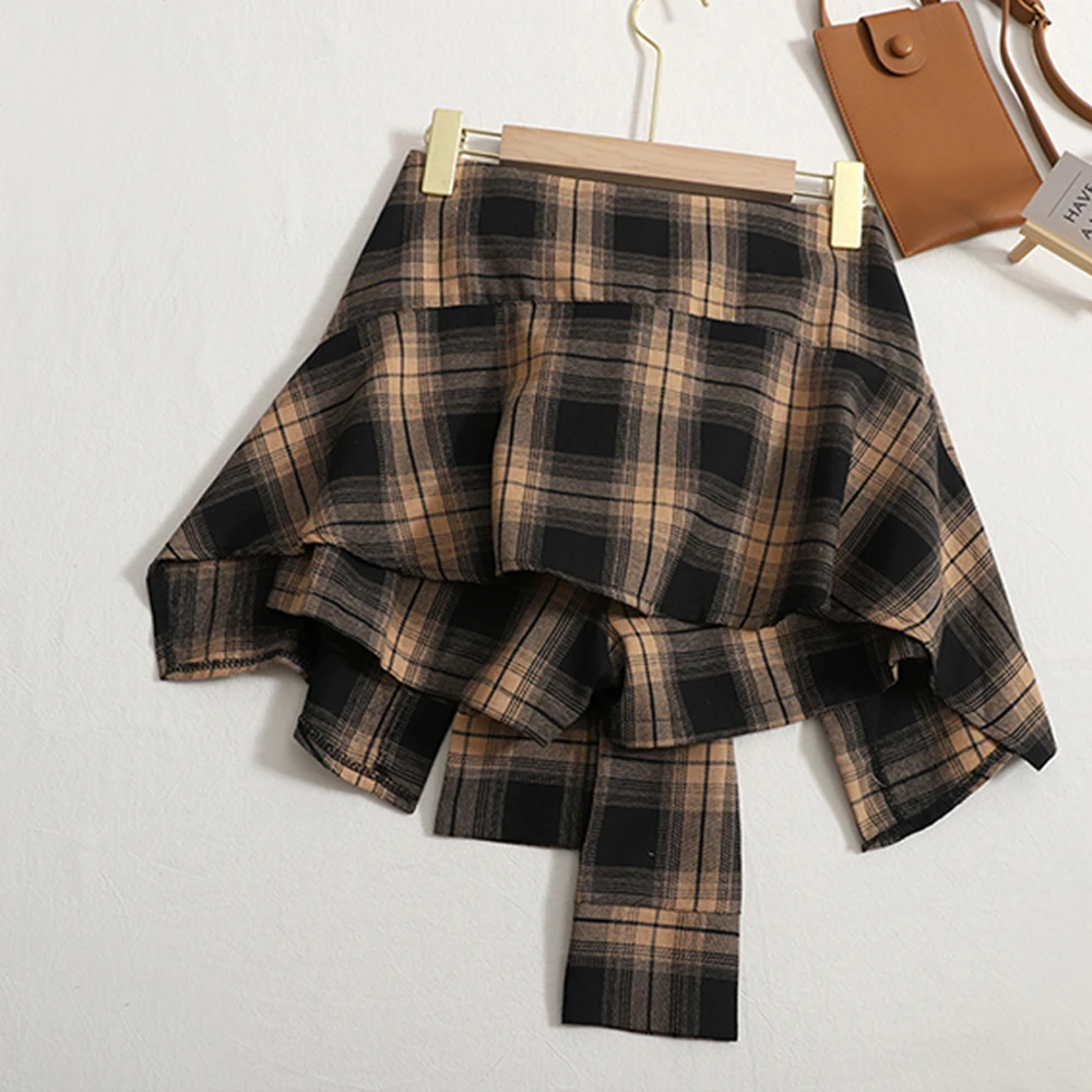 Harajuku Plaid Skirt Women High Waist Mini Skirts Shorts Summer Kawaii School Girl Vintage Casual Streetwear Korean Fashion
