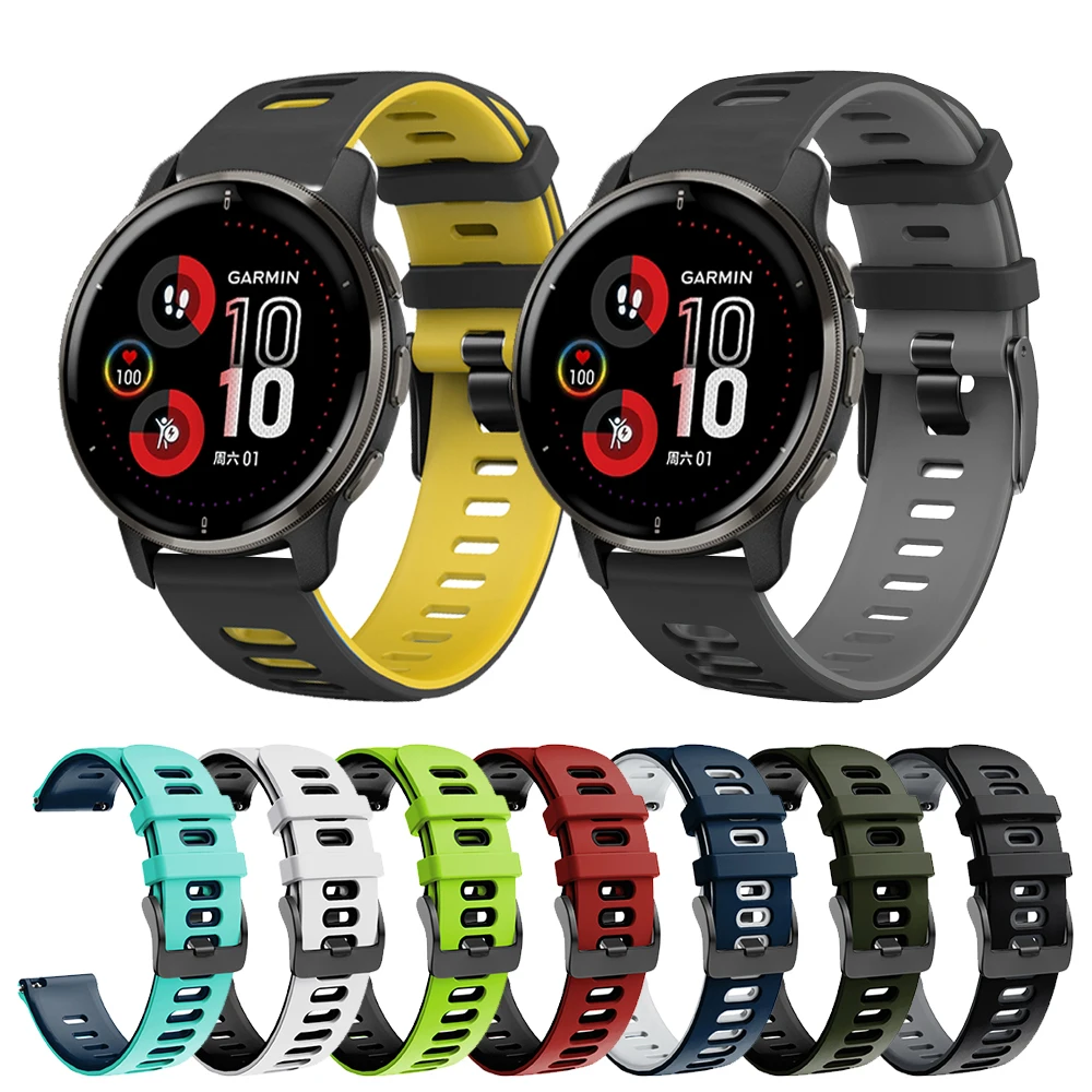 

Double Color Silicone Strap For Garmin Approach S40 S42 S12 GarminMove Luxe Style Venu SQ Watch Band Forerunner 158 255 645 245