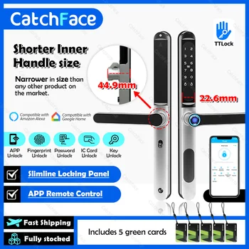 방수 TTLock 야외 게이트 지문 블루투스 앱, RFID 코드, 키리스 전자 스마트 도어락, 유리 알루미늄 슬라이딩