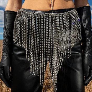 Crystal Rhinestone Irregular Fringe Skirt 13