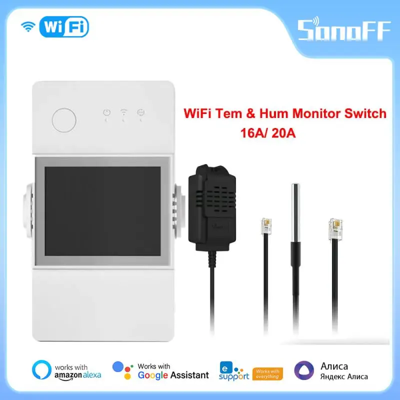 

Смарт-переключатель SONOFF TH Elite 16A/20A WiFi с ЖК-дисплеем, переключатель контроля температуры и влажности
