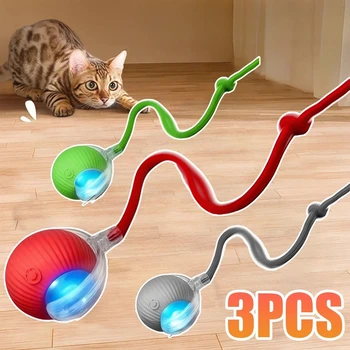 New Cat Interactive Ball Toy Automatic Rolling Ball Faux Tail Rechargeable Smart Pet Electric Toy Dog Cat Training Imitate Mouse 1