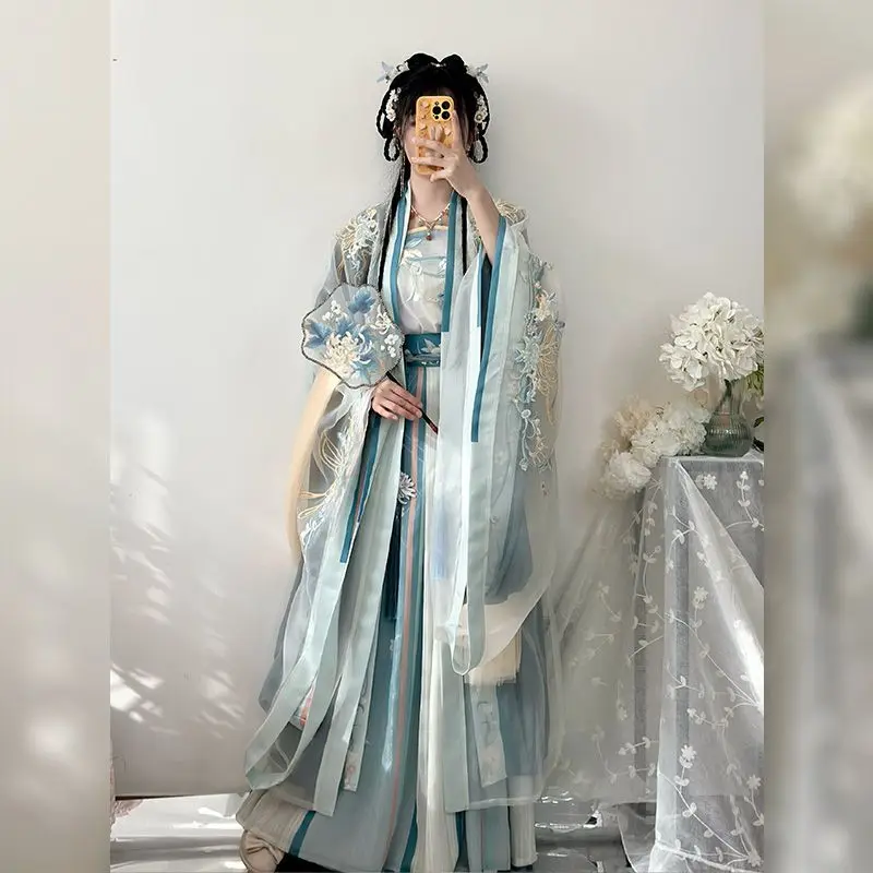 

Китайское платье Hanfu, женское традиционное танцевальное платье с вышивкой