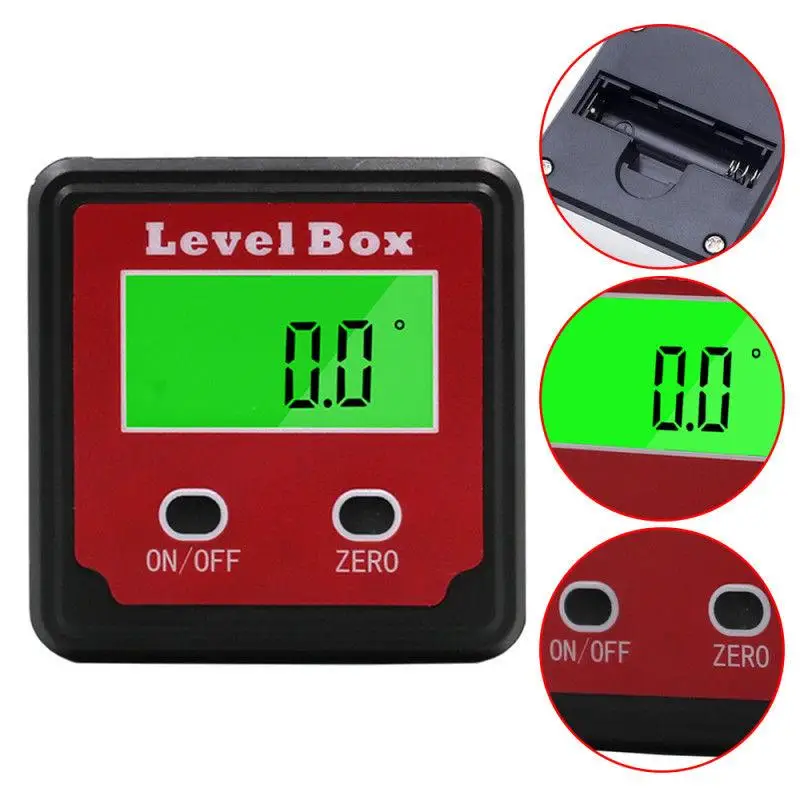 360° Digital Angle Protractor Inclinometer Measuring Machine Red