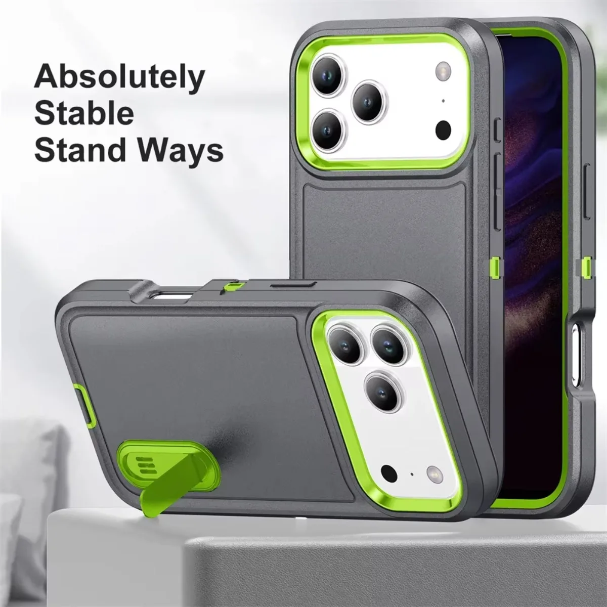 ShockProof Heavy Duty Stand Phone Case with Armor Protection and Kickstand Cover