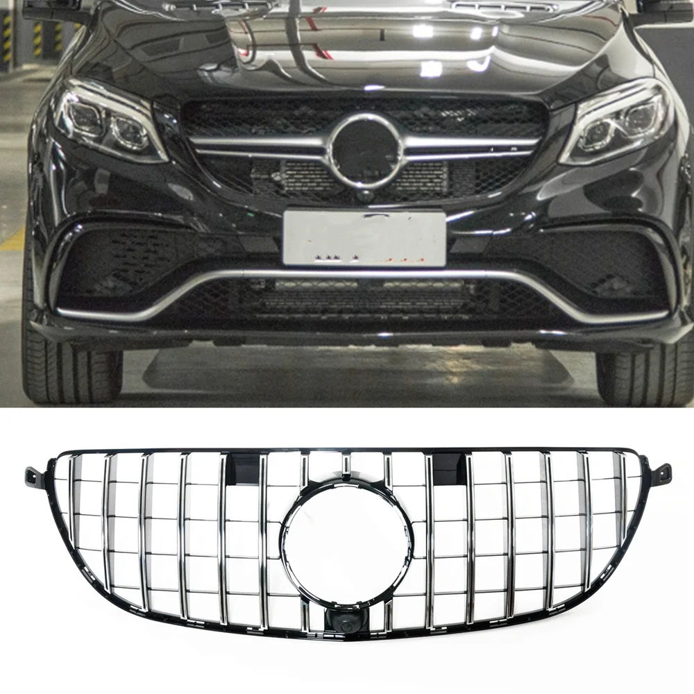 

Front Grille Grill For Mercedes Benz W166 GLE63 AMG 2016-2019 SUV COUPE Only GT Style Silver/Black Upper Bumper Hood Mesh Grid