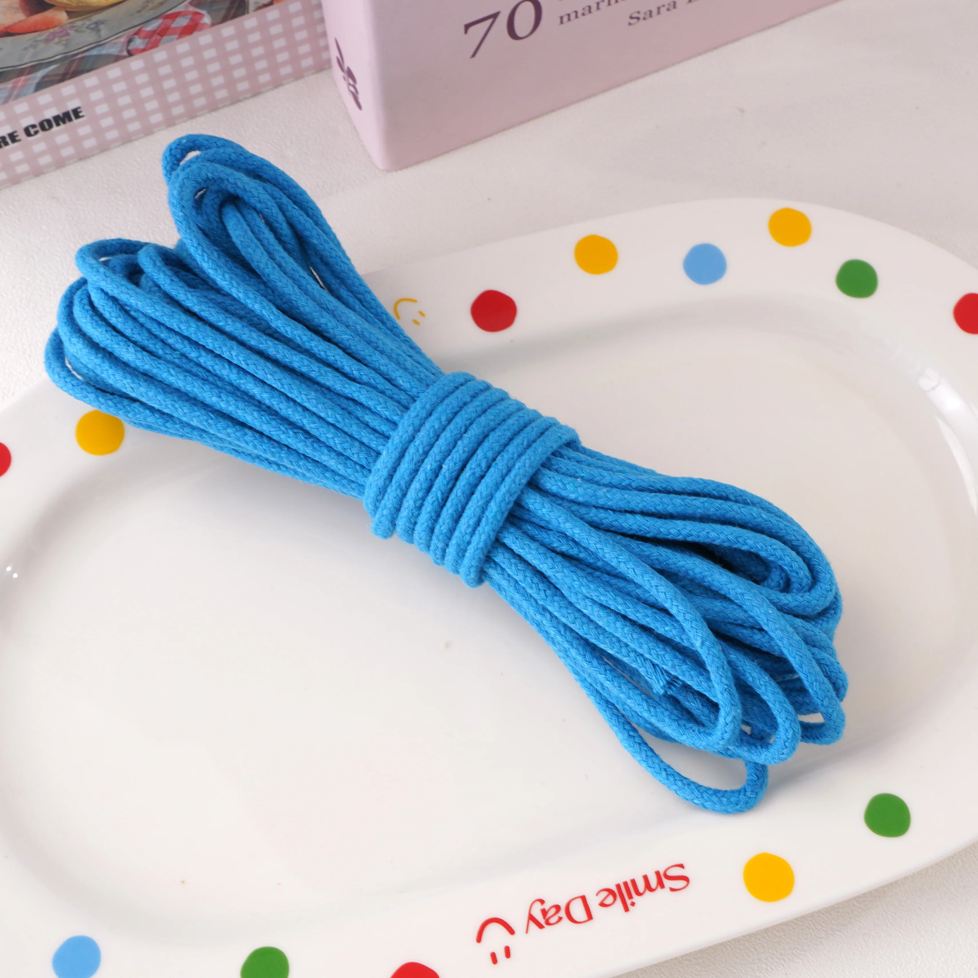 10-Meter Pack of 4mm Multi-Color Braided Cotton Rope for Crafts and Home Decor