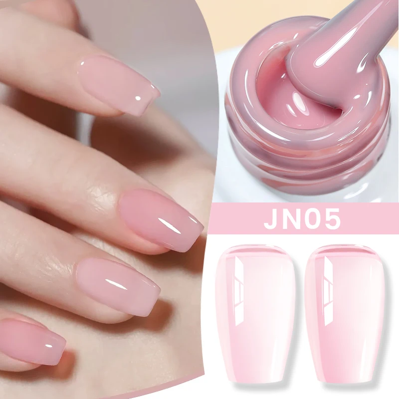 BORN PRETTY Jelly Nude Gel Nail Polish 10ml Light Pink Peach Translucent Color UV Light Cure Gel Varnish Nail Art DIY at Home 3