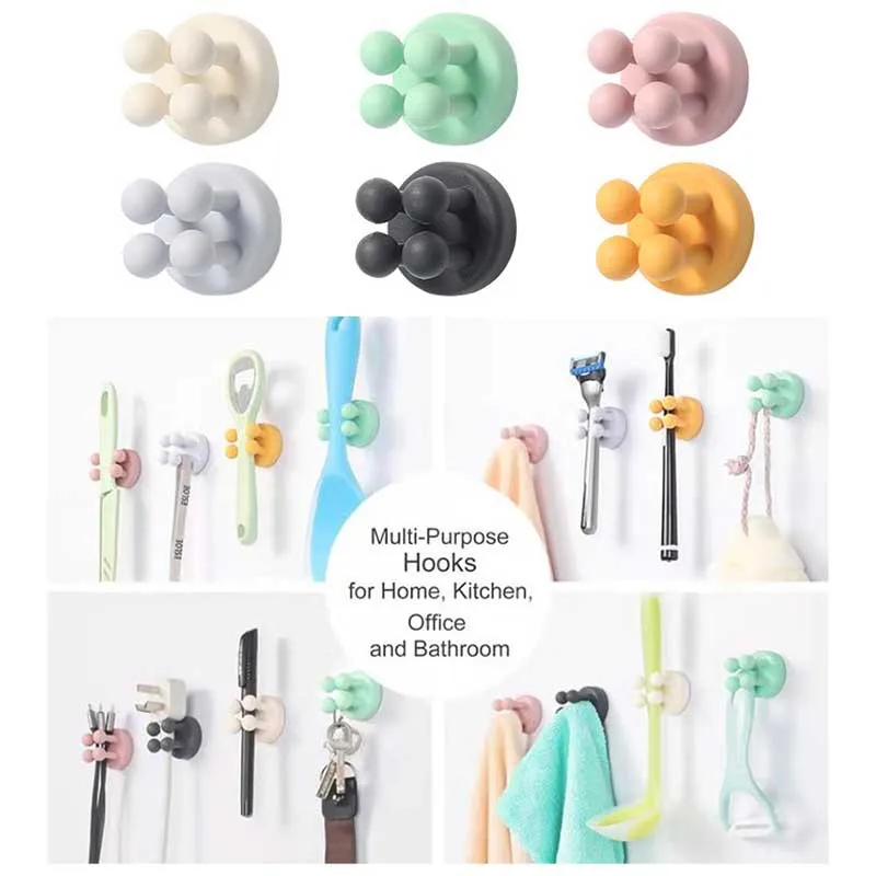 

1PCS Silicon Razor Holder Adhesive Toothbrush Key Towel Hanger Hook Bathroom Wall Organizer Rack Kitchen Gadget Storage Rack