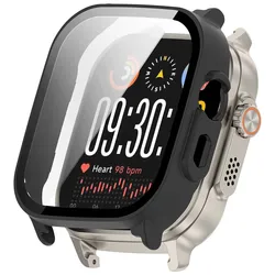 Durable Tempered Glass & Hard PC Protective Case - Anti - Scratch Screen Protector & Cover for Realme Watch 5 (Black)
