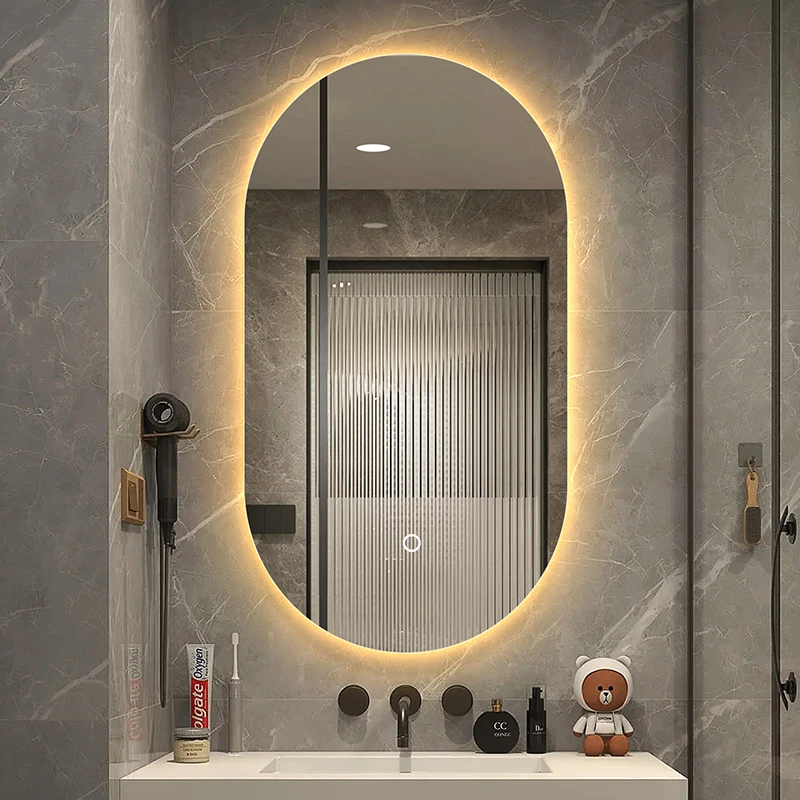 Oval Bluetooth Bathroom Mirror Light Wall Mounted Full Height Bathroom