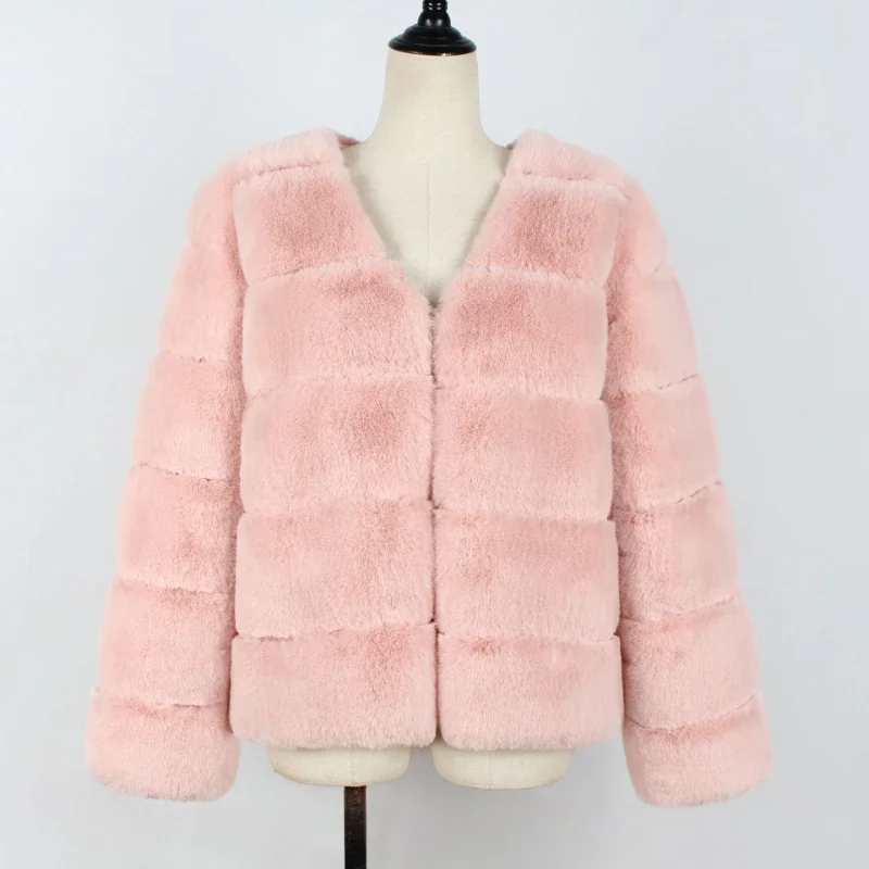 

Women Fashion Faux Fur Coat Warm Winter Women Short Faux Fox Fur Fluffy Jacket High Quality Ladies Furry Coats