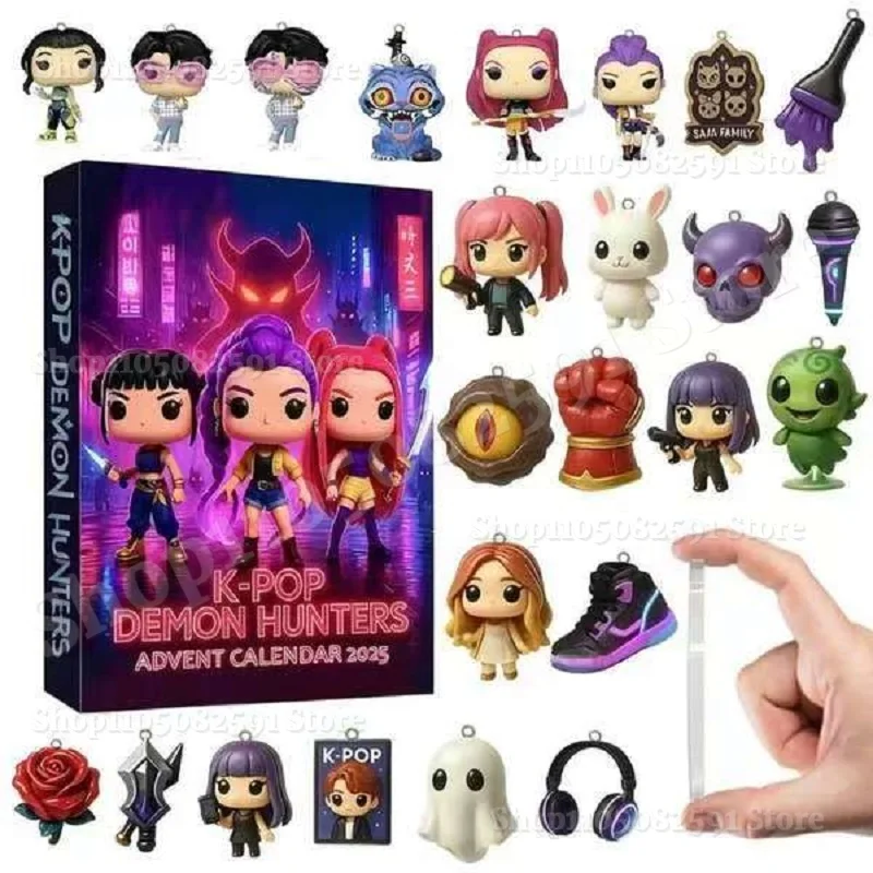 Calendrier De L’Avent K-Pop Demon Hunters 2025 – 24 Figurines 3D Collectibles | Compte à Rebours Noël, Cadeau Fans Garçons Filles | Boîte Décorative 26x25x5 Cm