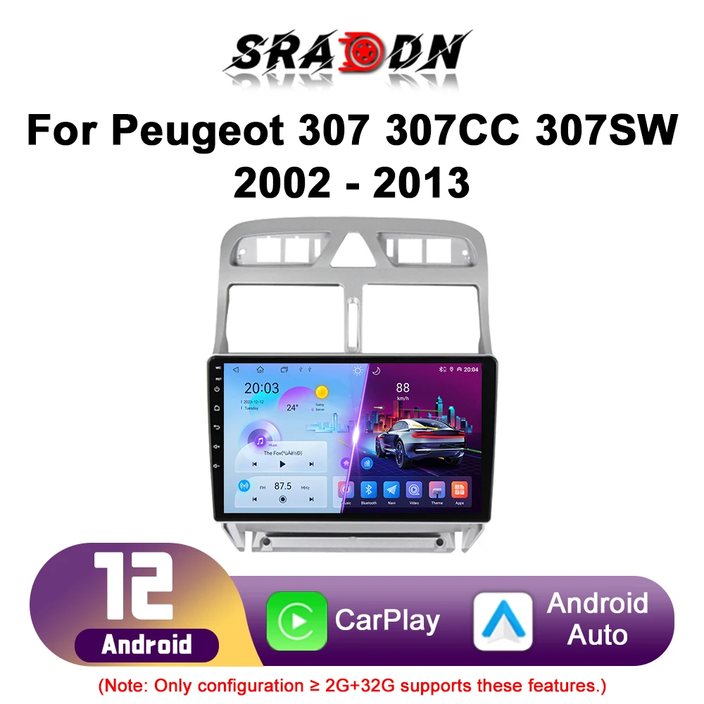 

For Peugeot 307 307CC 307SW 2002 - 2013 Car Radio Android Automotive Multimedia Player GPS Navigation Carplay Screen Auto Stereo