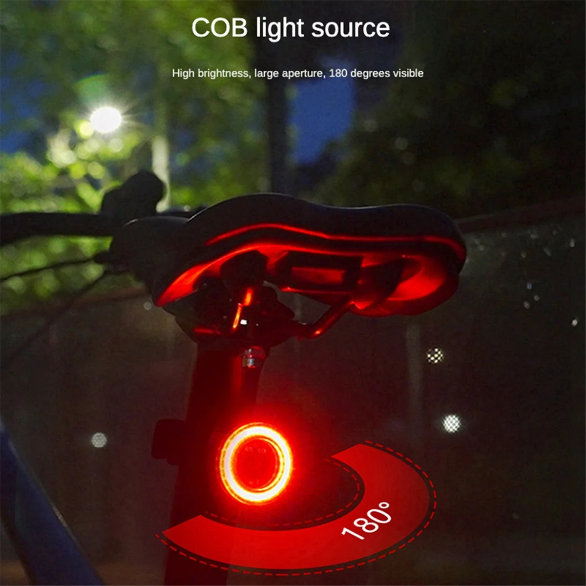 BAAU 2X Bicycle Intelligent Brake Taillight Cob Large Aperture Seat Post Cushion Taillight