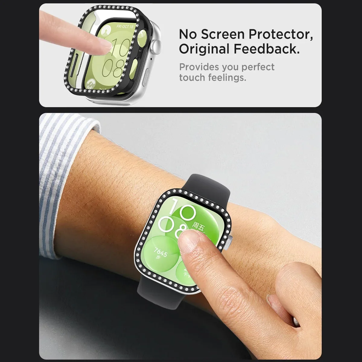 Elegant Bling Diamond Crystal Protective PC Watch Case with Strap Protector