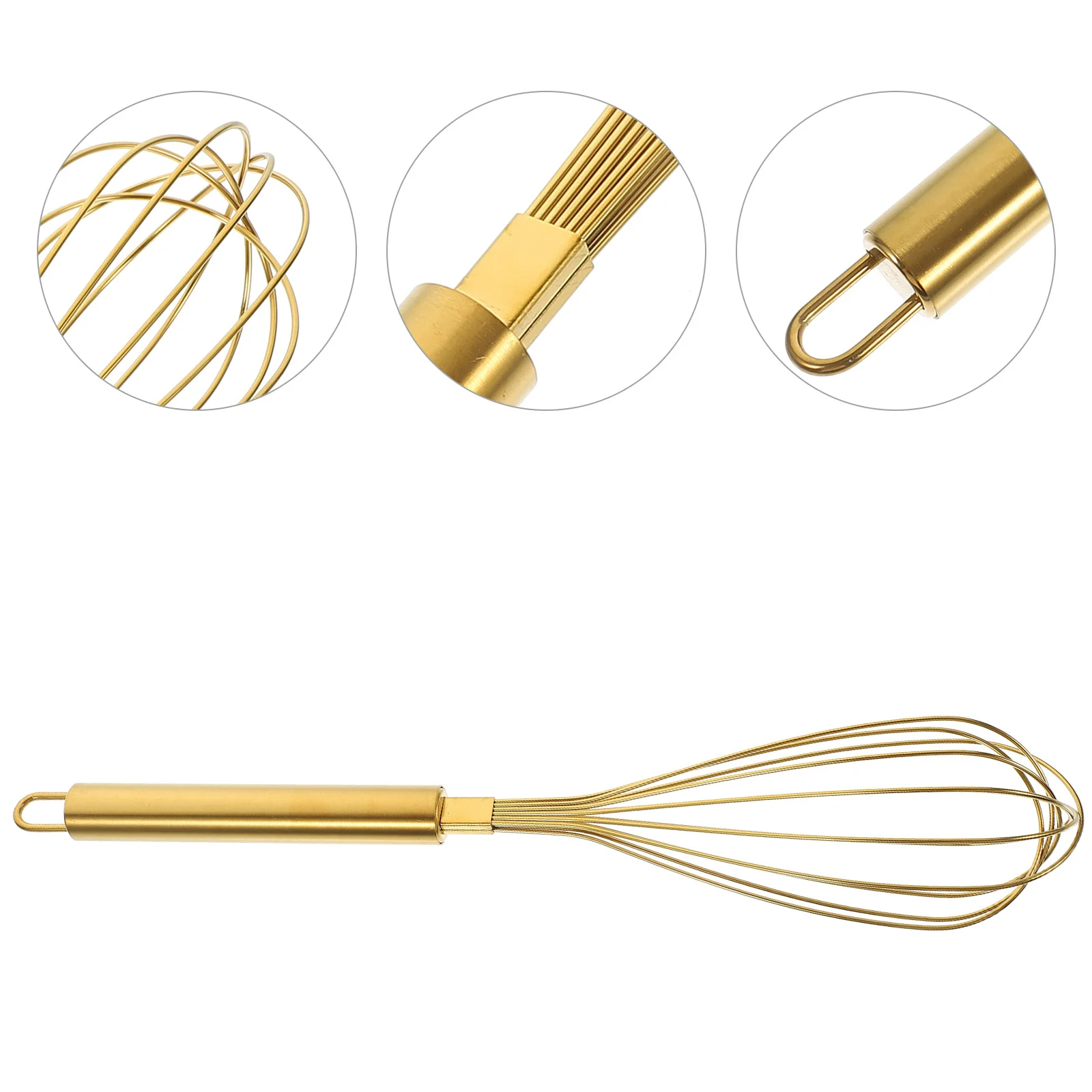 

Golden Egg Whisk Stainless Steel Beater Manual Wire Stirrer Blender Balloon Whisks Milk Frother Blending Stirring