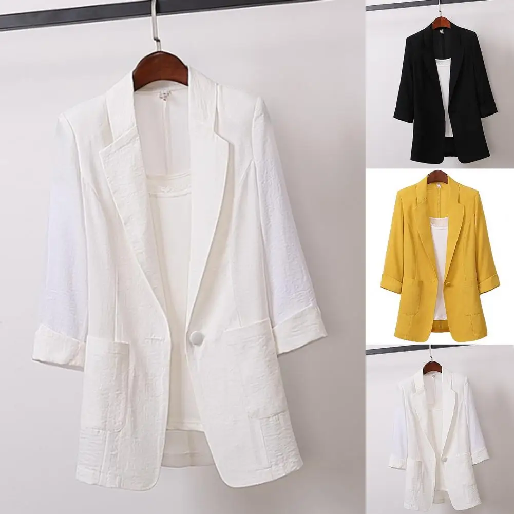 

Simple Suits Jacket Women Solid Color One Button Blazer Solid Color Lady Office Lady Blazer for Business