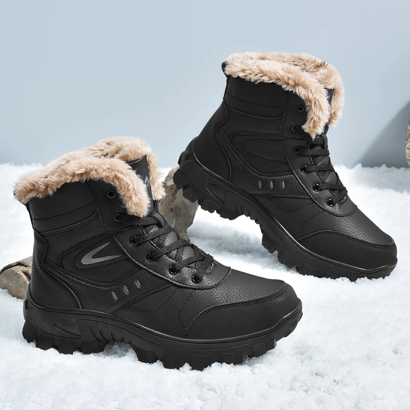 

2023 Winter Pro-Mountain Outdoor Hiking Shoes for Men Add Fur Hiking Boots Walking Warm Training Trekking Footwear Big Size 48