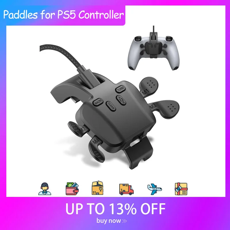 IWGAME Plug and Play Paddles for PS5 Controller PC Mac,4 Back