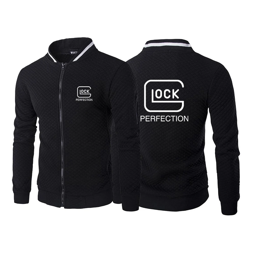 

Glock Perfection Shooting Print New High Quality Zip Stand Collar Casua Jacket Men Baseball Jacket Hot Fashion Casual Outer