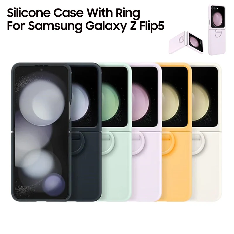 

Силиконовый чехол с кольцом для Samsung Galaxy Z Flip5 Z Flip 5 5G, противоударный чехол ярких цветов для Galaxy Z Flip5, чехол для телефона