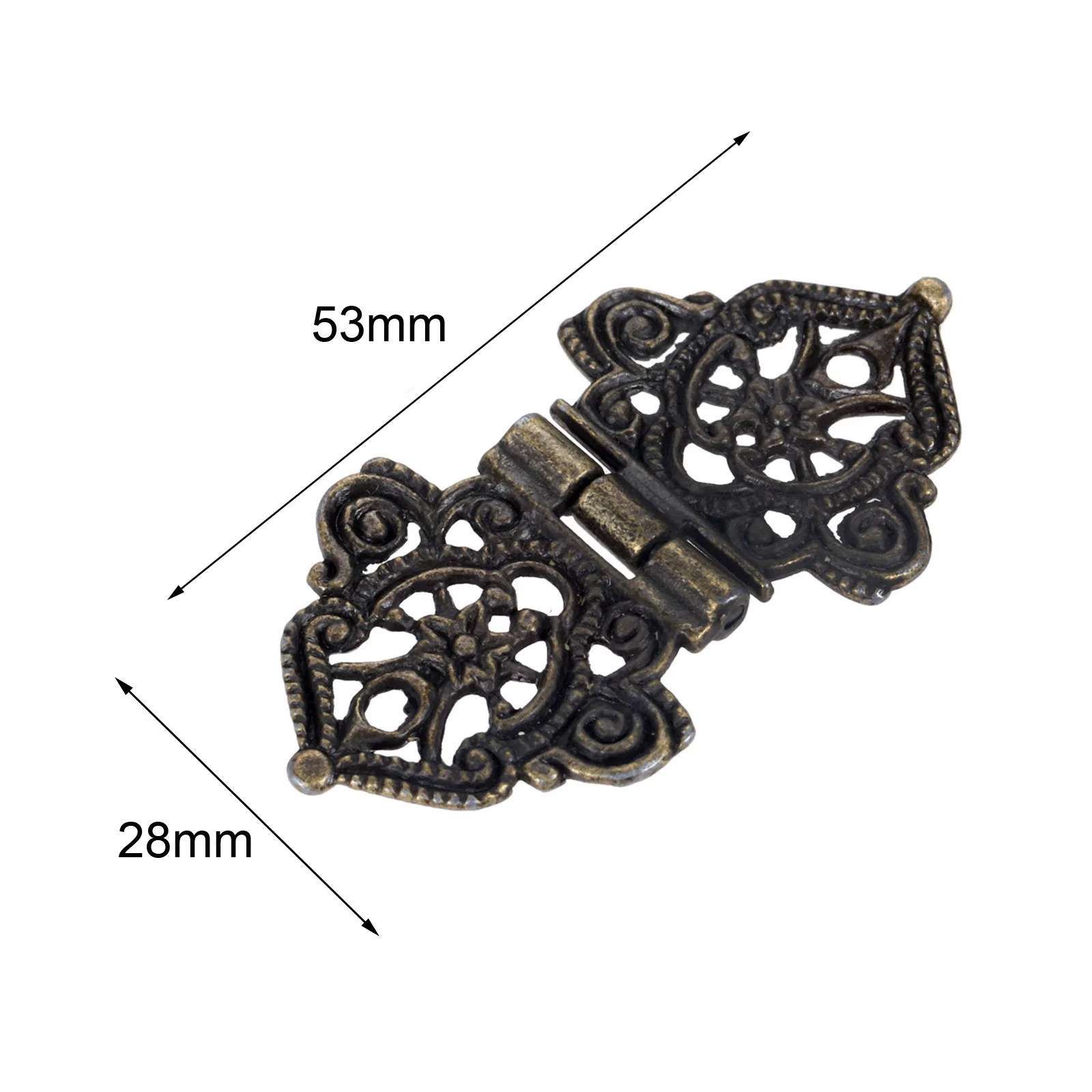 10 Pcs Antique Bronze/Gold Decorative Hinges Wood Box Cabinet Door Butt Hinges Old Chinese Style Furniture Hardware with Screws