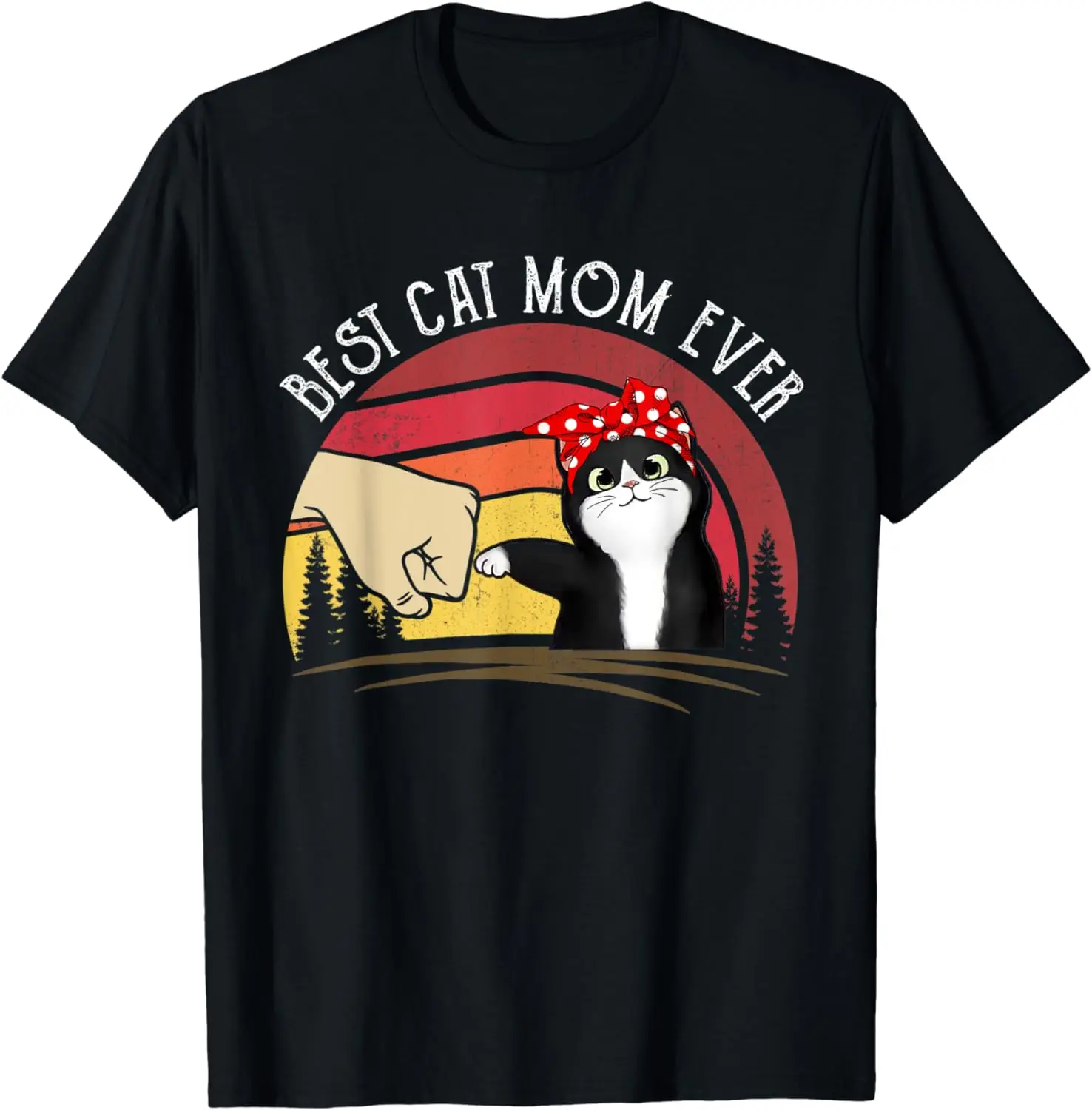 Festa Della Mamma Gatto Mamma Gatto Nero, T-Shirt Retrò Migliore Mamma Gatto Di Sempre