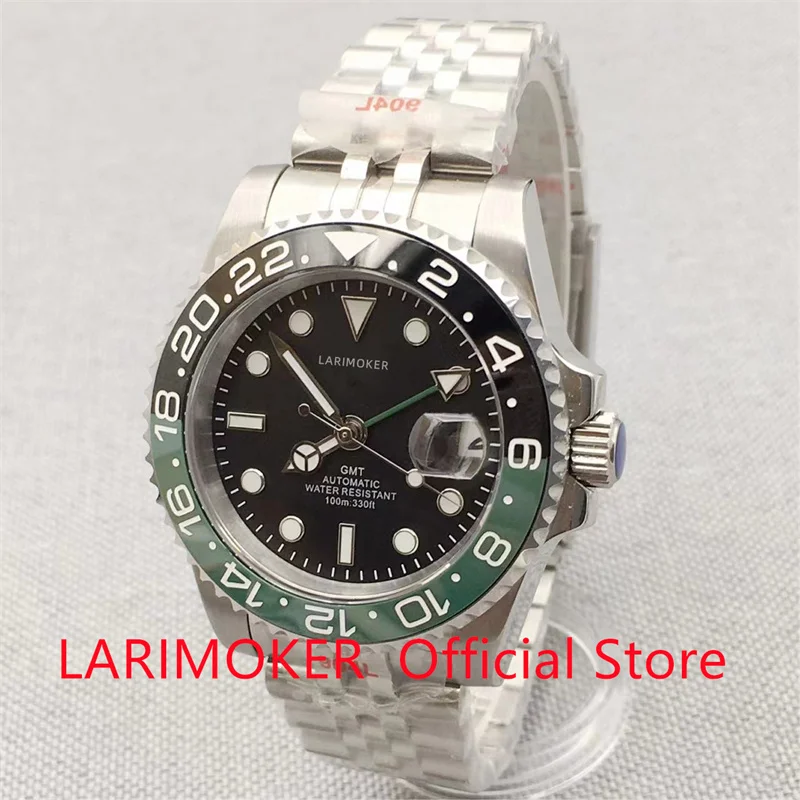 

LARIMOKER 40mm NH34A(GMT) DG3804(GMTt) Automatic Men Watch Jubilee Bracelet Sapphire Glass10ATM waterproof 10ATM waterpro