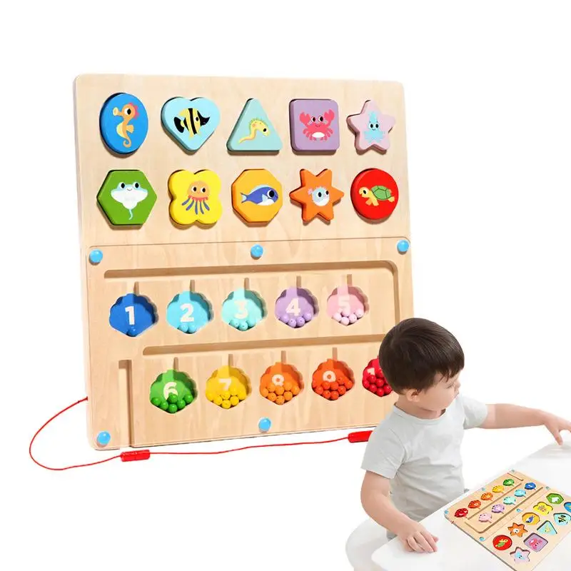 

Color Sorting Magnetic Maze Fine Motor Toys Color Number Maze Montessori Sorting Game Kids Magnetic Pen Moving Bead