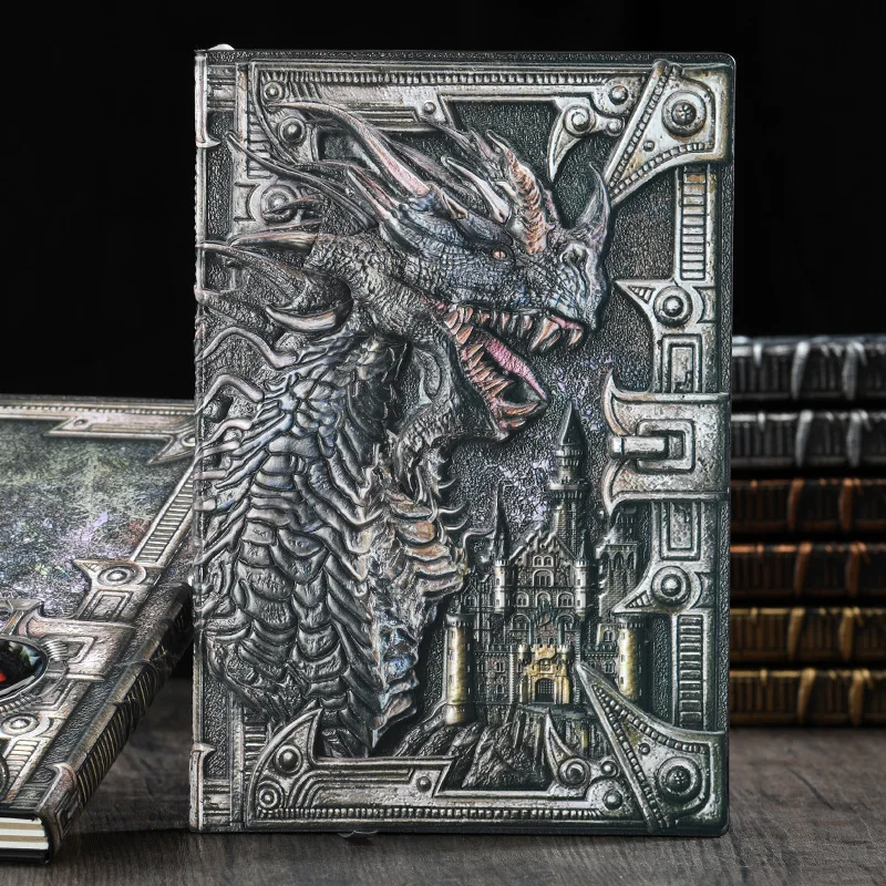 

3D Three-dimensional A5 Notebook Retro Dragon Thickened Diary Vintage Gothic Skull Embossed Notebooks