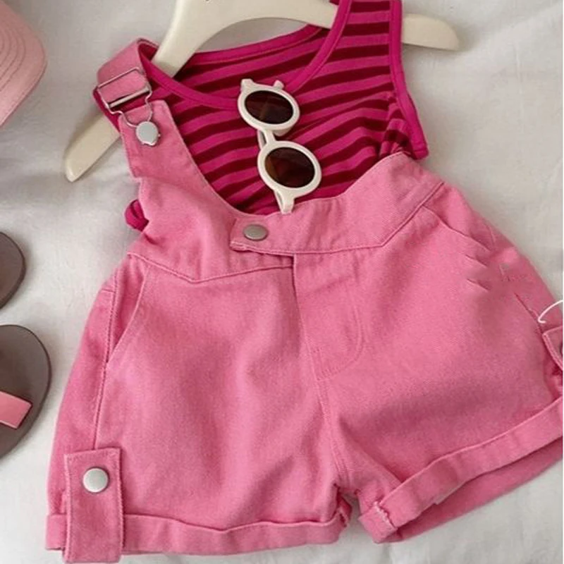 Denim Suspender Shorts Set 3