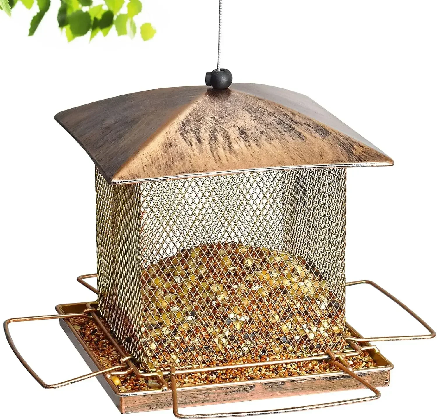 Bird Feeder for Outdoor Hanging, Heavy Duty Metal Squirrel Proof Wild Bird Feeders for Garden Yard Outside Backyard Decoration